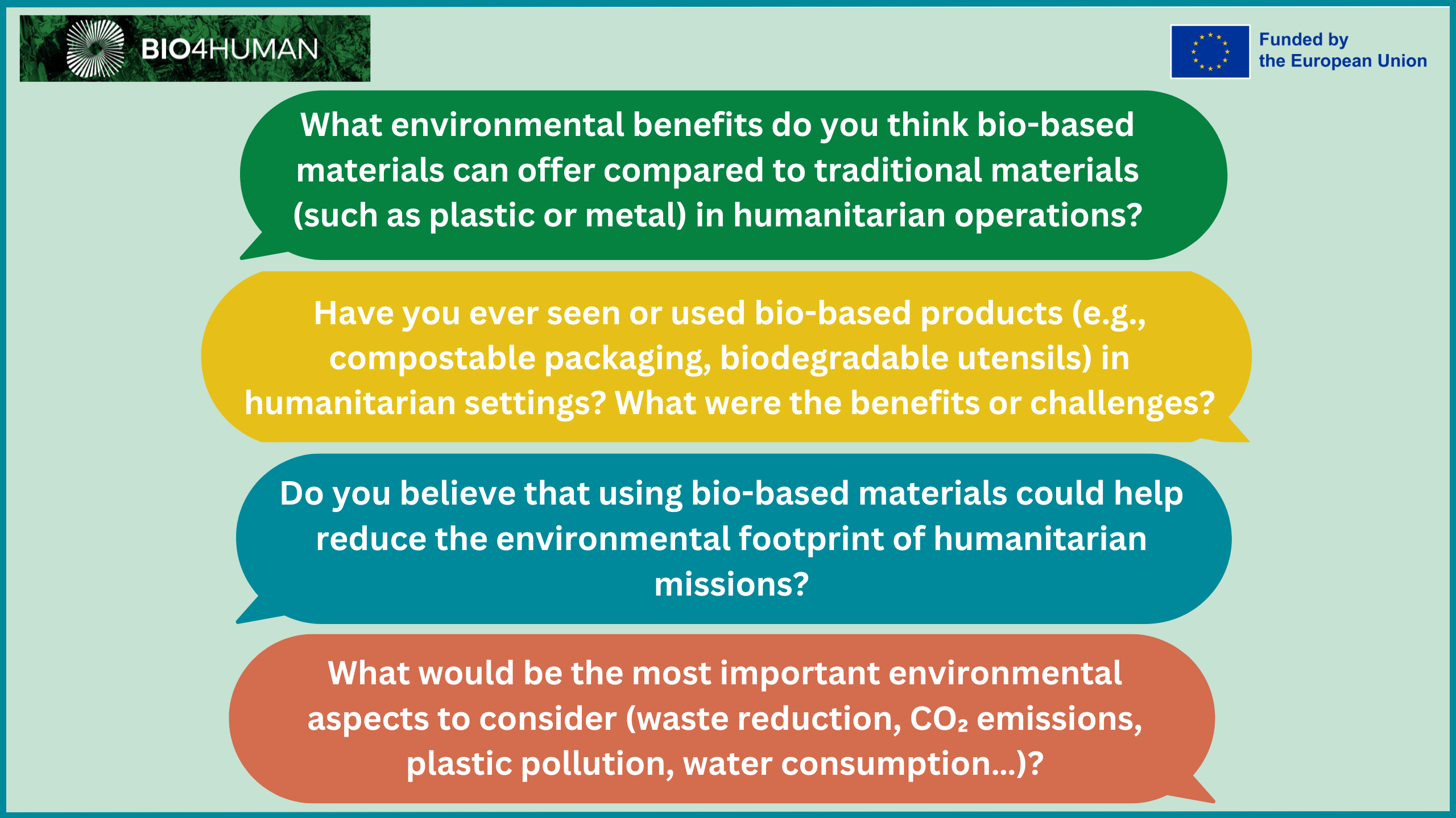 Read more about the article Your input counts – bio-based and humanitarian actors, share your thoughts!